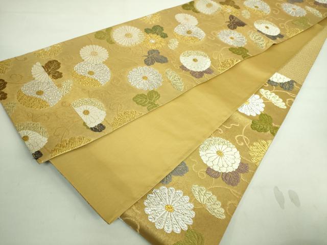 平和屋着物●極上 六通柄袋帯 二倍唐織 天然染 菊唐草 金銀糸 逸品 DZAA7982kh5