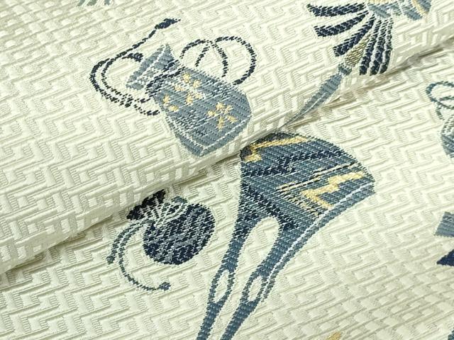 平和屋着物■極上　本場筑前博多織　八寸名古屋帯　本藍　櫛　簪　金糸　逸品　DZAA7999kh5