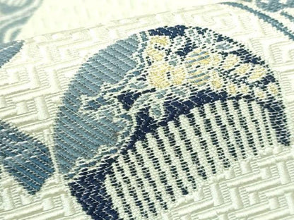 平和屋着物■極上　本場筑前博多織　八寸名古屋帯　本藍　櫛　簪　金糸　逸品　DZAA7999kh5