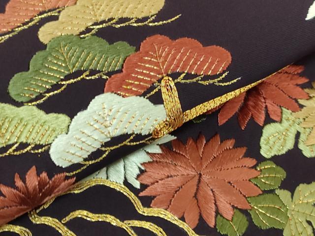 平和屋着物■極上　塩瀬　九寸名古屋帯　駒刺繍　総刺繍　手刺繍　御所解き　似せ紫色地　金糸　逸品　DZAA8007kh5