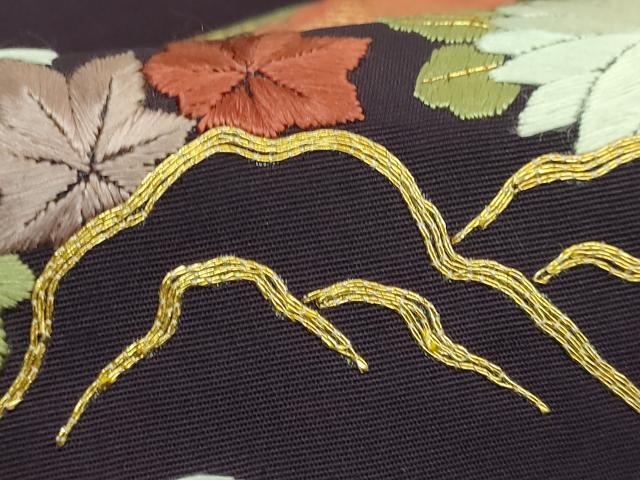 平和屋着物■極上　塩瀬　九寸名古屋帯　駒刺繍　総刺繍　手刺繍　御所解き　似せ紫色地　金糸　逸品　DZAA8007kh5