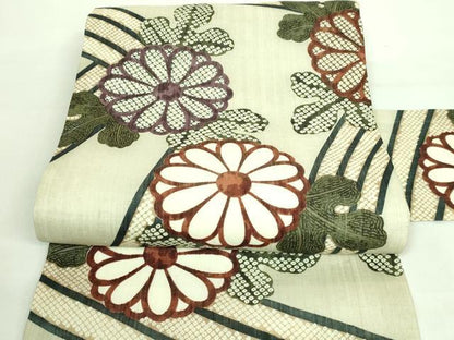 平和屋本店＊極上 夏物 摺型友禅 京都 多ち花 九寸名古屋帯 生紬地 菊 逸品 未使用 DZAA8011kh5