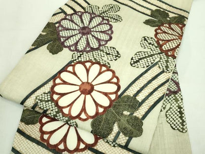平和屋本店＊極上 夏物 摺型友禅 京都 多ち花 九寸名古屋帯 生紬地 菊 逸品 未使用 DZAA8011kh5