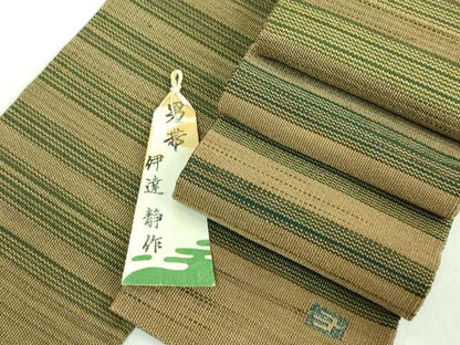 平和屋着物■極上　男性　爪掻本綴作家　伊達静　角帯　紙タグ付き　逸品　DZAA8041kh5
