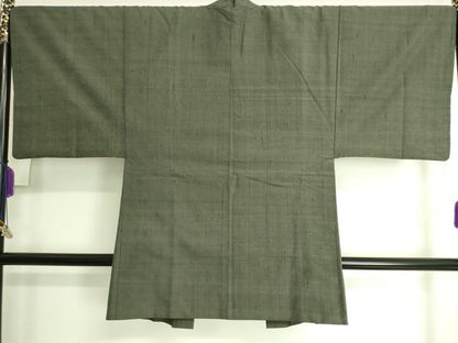 平和屋本店■極上　男性　紬　アンサンブル　長羽織　着物・海松茶色　羽織・千歳茶色　逸品　DZAA8051kh5