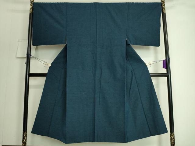 平和屋着物●極上 男性 紬 アンサンブル 色無地 紺色 逸品 DZAA8056kh5