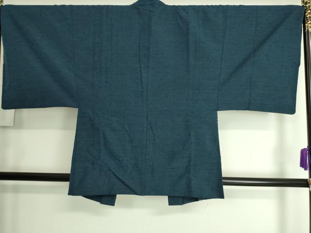 平和屋着物●極上 男性 紬 アンサンブル 色無地 紺色 逸品 DZAA8056kh5