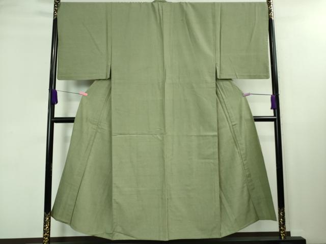 平和屋本店■極上　男性　結城紬　アンサンブル　長羽織　単衣　100亀甲　総詰め　深川鼠色地　逸品　DZAA8061kh5