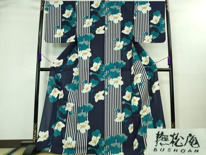 平和屋着物∴極上 夏物 撫松庵 小紋・浴衣兼用 セオアルファ 蔦の葉華文 洗える着物 逸品 DZAA8063kh5