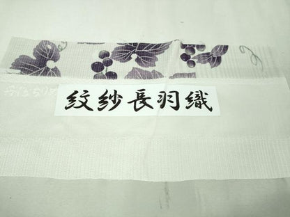 平和屋着物▽極上 長羽織 スリーシーズン 春夏秋 塵除け 紋紗 葡萄蔦の葉 羽織紐・反端付き 逸品 未使用 DZAA8064kh5
