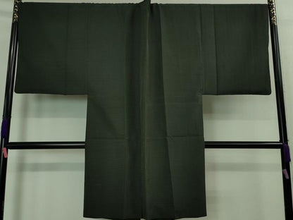 平和屋本店■極上 男性 京都 西陣 織元ブランド 泰流舎 京都弓月 YUZUKI 長羽織 お召 キングサイズ 吉野間道 黒緑色地 逸品 DZAA8074kh5