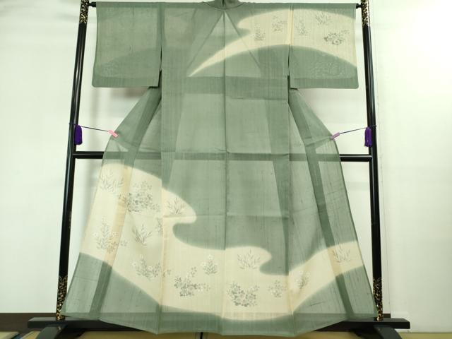 平和屋着物＊極上 夏物 染織の名門 しょうざん 生紬 訪問着 手描き 草花文 豆がら茶色地 逸品 DZAA8077kh5