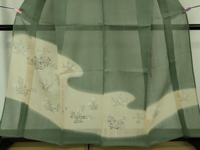 平和屋着物＊極上 夏物 染織の名門 しょうざん 生紬 訪問着 手描き 草花文 豆がら茶色地 逸品 DZAA8077kh5