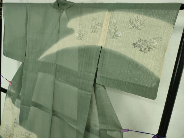平和屋着物＊極上 夏物 染織の名門 しょうざん 生紬 訪問着 手描き 草花文 豆がら茶色地 逸品 DZAA8077kh5