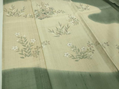 平和屋着物＊極上 夏物 染織の名門 しょうざん 生紬 訪問着 手描き 草花文 豆がら茶色地 逸品 DZAA8077kh5