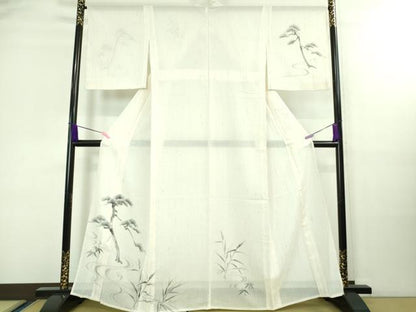 平和屋着物＊極上 夏物 ぜんまい紬 訪問着 手描き 松 逸品 DZAA8092kh5