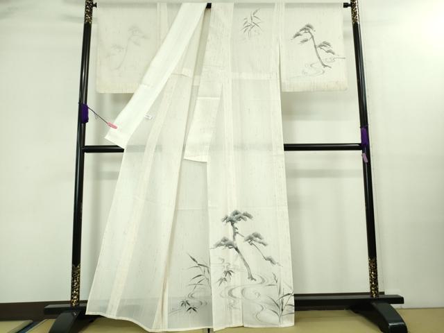 平和屋着物＊極上 夏物 ぜんまい紬 訪問着 手描き 松 逸品 DZAA8092kh5