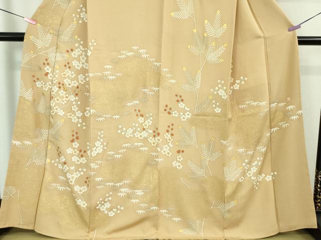 平和屋本店●極上　皇室献上作家　北出与三郎　訪問着　駒刺繍　松竹梅　飴色地　金彩　逸品　DZAB5103kh6