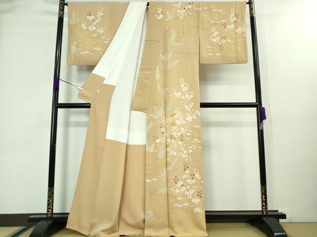 平和屋本店●極上　皇室献上作家　北出与三郎　訪問着　駒刺繍　松竹梅　飴色地　金彩　逸品　DZAB5103kh6