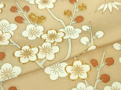 平和屋本店●極上　皇室献上作家　北出与三郎　訪問着　駒刺繍　松竹梅　飴色地　金彩　逸品　DZAB5103kh6