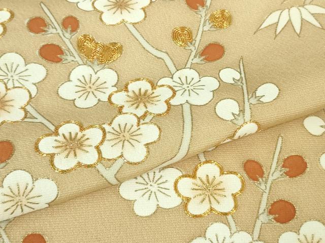 平和屋本店●極上　皇室献上作家　北出与三郎　訪問着　駒刺繍　松竹梅　飴色地　金彩　逸品　DZAB5103kh6