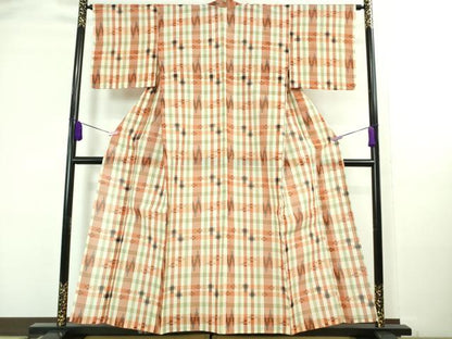 平和屋着物■極上　夏物　本場琉球絣　夏琉球　格子　逸品　DZAA8102kh5