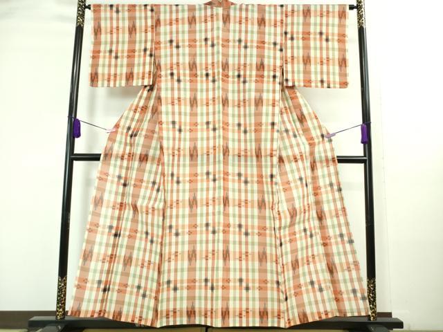 平和屋着物■極上　夏物　本場琉球絣　夏琉球　格子　逸品　DZAA8102kh5