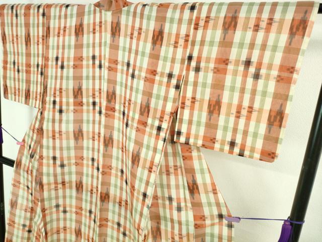 平和屋着物■極上　夏物　本場琉球絣　夏琉球　格子　逸品　DZAA8102kh5
