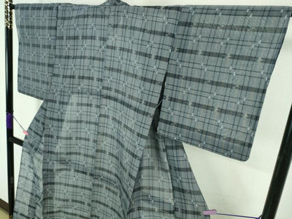 平和屋着物■極上　夏物　本場琉球絣　夏琉球　格子　逸品　未使用　DZAA8104kh5