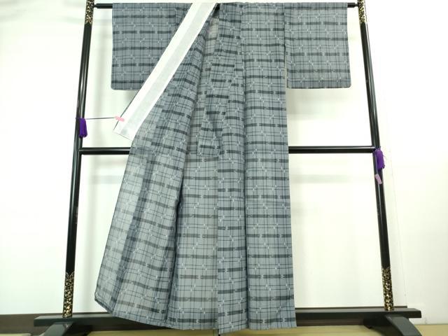 平和屋着物■極上　夏物　本場琉球絣　夏琉球　格子　逸品　未使用　DZAA8104kh5