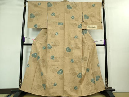 平和屋着物●極上 伝統工芸士 七代目 吉澤与市 紬 絞り 葵 100亀甲 証紙付き 逸品 未使用 DZAA8113kh5