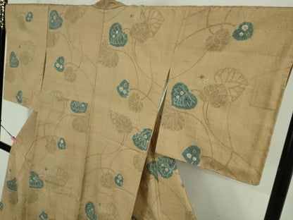 平和屋着物●極上 伝統工芸士 七代目 吉澤与市 紬 絞り 葵 100亀甲 証紙付き 逸品 未使用 DZAA8113kh5