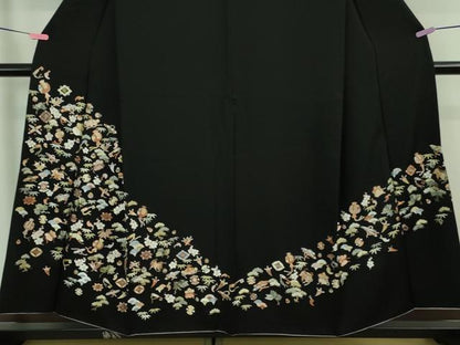 平和屋本店■極上　訪問着　総刺繍　宝尽くし　松竹梅　黒地　金糸　逸品　DZAA8122kh5