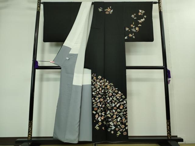 平和屋本店■極上　訪問着　総刺繍　宝尽くし　松竹梅　黒地　金糸　逸品　DZAA8122kh5