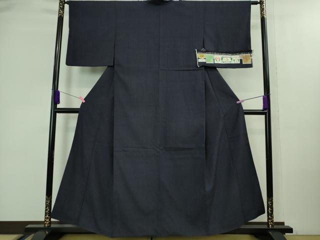 平和屋着物●極上 本場結城紬 重要無形文化財 奥順謹製 色無地 濃藍色 証紙付き 逸品 DZAA8126kh5