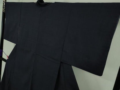 平和屋着物●極上 本場結城紬 重要無形文化財 奥順謹製 色無地 濃藍色 証紙付き 逸品 DZAA8126kh5