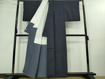 平和屋着物●極上 本場結城紬 重要無形文化財 奥順謹製 色無地 濃藍色 証紙付き 逸品 DZAA8126kh5