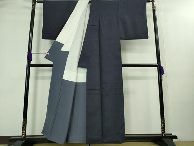 平和屋着物●極上 本場結城紬 重要無形文化財 奥順謹製 色無地 濃藍色 証紙付き 逸品 DZAA8126kh5