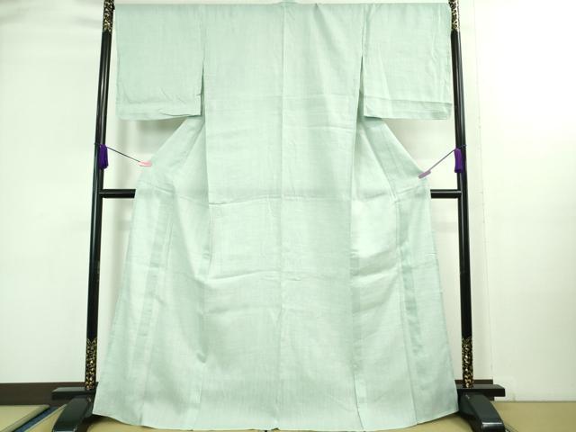 平和屋着物■極上　夏物　小千谷ちぢみ　色無地　白藍色　麻　逸品　未使用　DZAA8127kh5