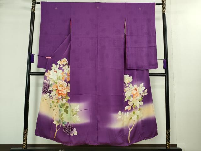 平和屋着物■極上　アンティーク　大正ロマン　振袖　牡丹　菊　暈し染め　逸品　DZAA8129kh5