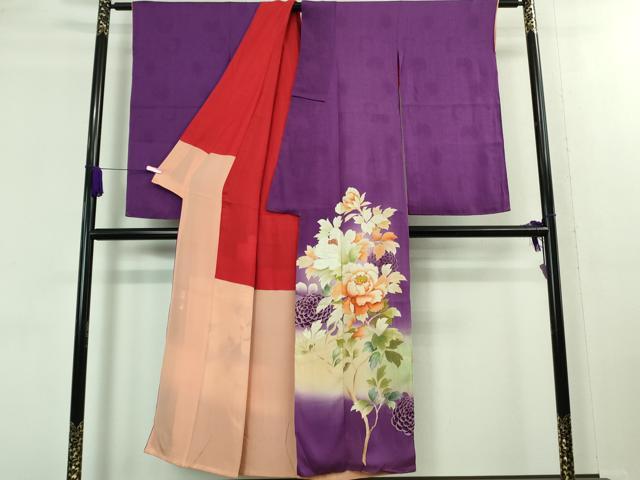 平和屋着物■極上　アンティーク　大正ロマン　振袖　牡丹　菊　暈し染め　逸品　DZAA8129kh5