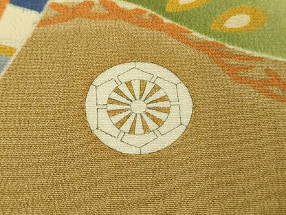 平和屋着物■極上　アンティーク　大正ロマン　振袖　駒刺繍　立波吉祥花松文　逸品　DZAA8130kh5