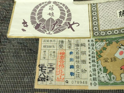 平和屋本店■極上　名門　藤娘きぬたや　藤娘大島絞り　本場縞大島紬　縞格子　井田織物謹製　証紙付き　逸品　DZAA8138kh5