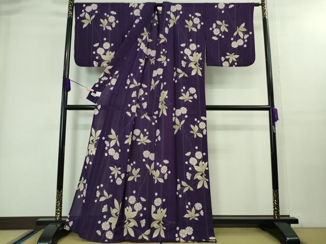 平和屋着物■極上　夏物　撫松庵　小紋・浴衣兼用　セオアルファ　紅梅織　草花文　洗える着物　逸品　DZAA8143kh5