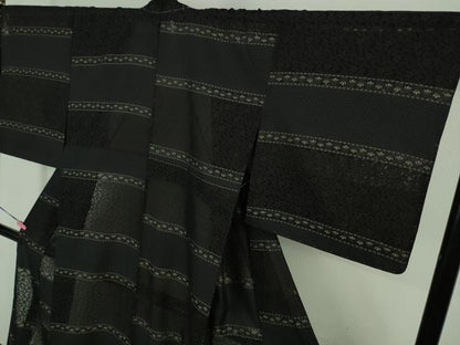 平和屋着物＊極上 夏物 お召 夏お召 花唐草紋紗 黒地 逸品 未使用 DZAA8151kh5