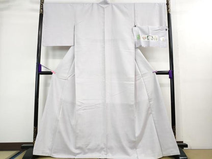 平和屋着物●極上 結城紬 色無地 牡丹鼠色 証紙付き 逸品 未使用 DZAA8152kh5
