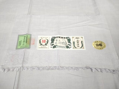 平和屋着物●極上 結城紬 色無地 牡丹鼠色 証紙付き 逸品 未使用 DZAA8152kh5