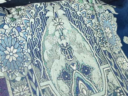 平和屋本店■極上　金彩友禅　卓越技能者・名工・和田光正　訪問着・袋帯セット　濃紺地　暈し染め　銀彩　逸品　DZAA8161kh5