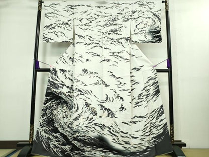 平和屋本店■極上　訪問着　立波文　暈し染め　金彩　逸品　DZAA8173kh5