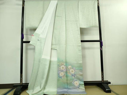 平和屋本店■最高級　二代目　久保田一竹　幻の辻が花　色留訪問着　暈し染め　銀通し地　ロング丈　反端付き　逸品　DZAA8178kh5